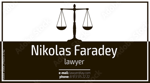 A business card for a lawyer , reproduced using vector graphics.
