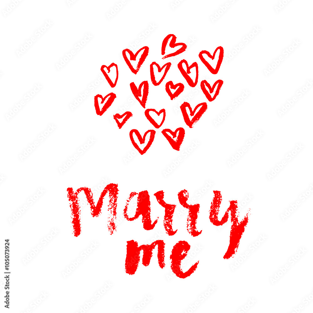 MARRY ME hand lettering, marriage and wedding concept, handmade calligraphy, vector background