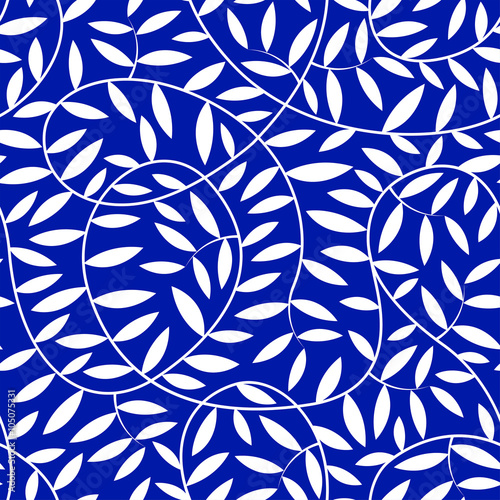 White vine leaves in a seamless pattern