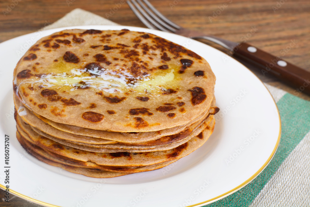 Dietary Pancakes from Flax Meal Stack Dietary Pancakes from Flax Meal Stack