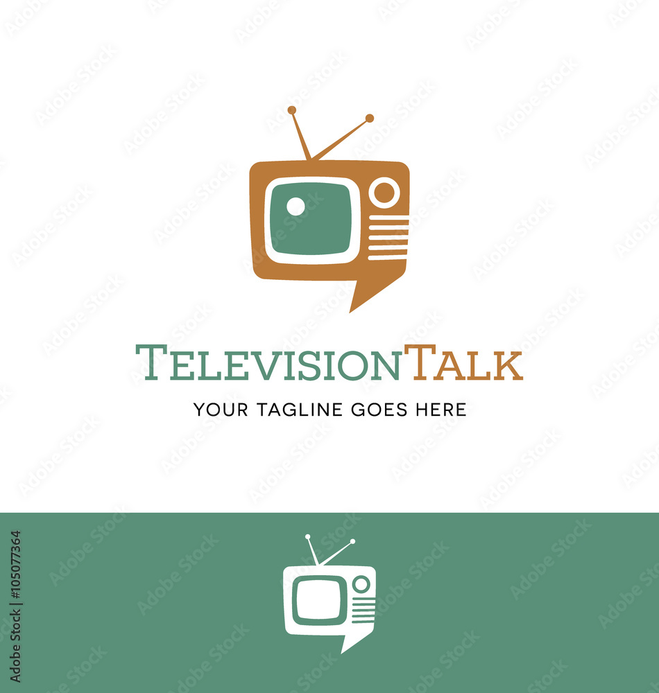 combination retro tv and talk bubble logo for business, group, blog or website combination retro tv and talk bubble logo for business, group, blog or website