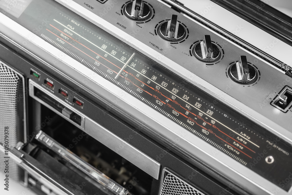 1980s Silver radio boom box 1980s Silver radio boom box