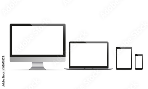 Vector Set Black Monitor Notebook Tablet Smartphone