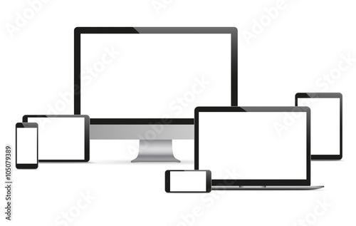 Vector Set Black Monitor Notebook Tablets Smartphones