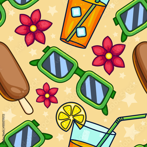 Summer objects seamless pattern