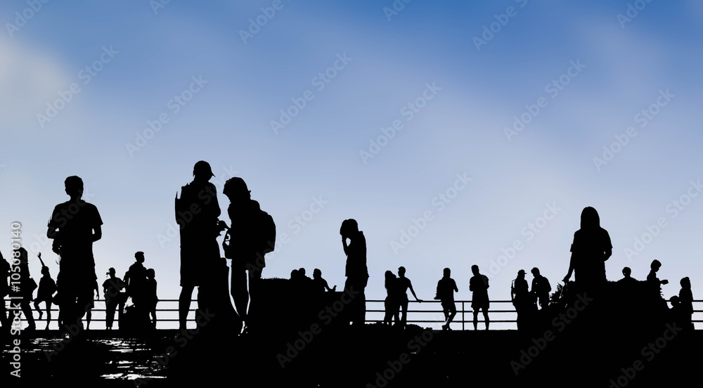 people over blue sky background