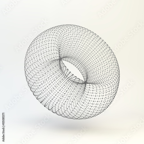 Torus. Molecular lattice. Connection structure. 3d Vector Illustration.