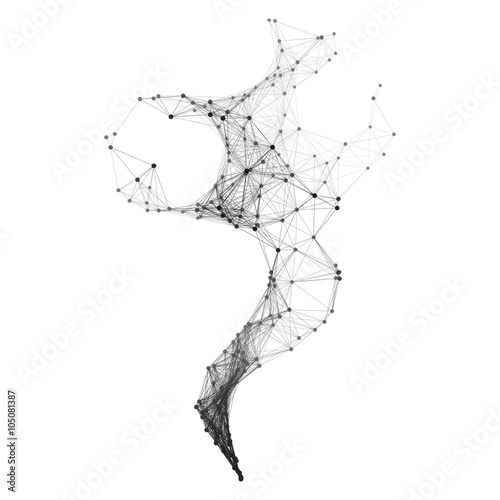 Connection Structure. Wireframe Vector Illustration.