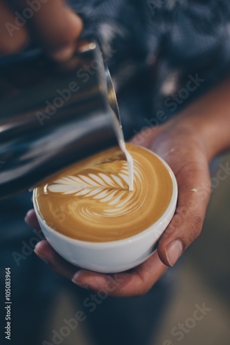 coffee latte art in coffee shop