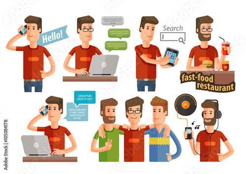 modern young people icons set. vector illustration