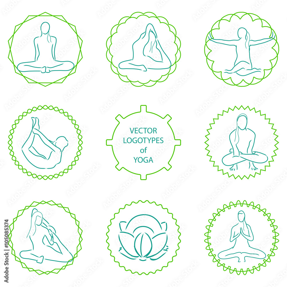 vector yoga logo set
