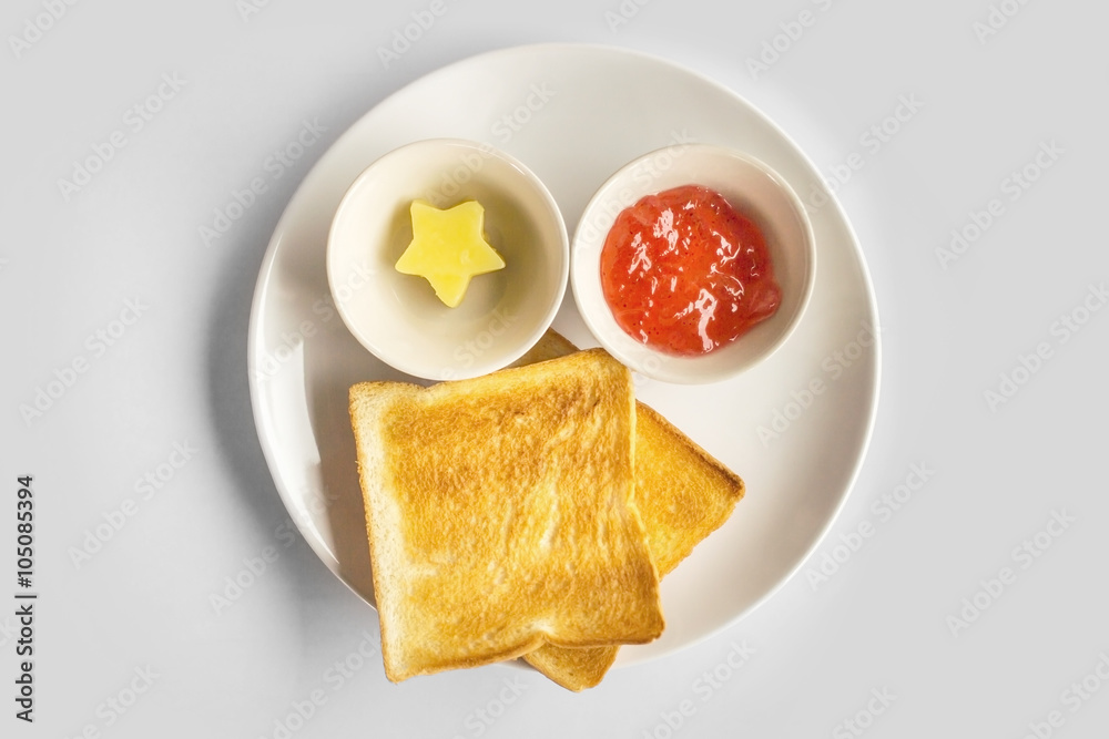 Toast Butter Strawberry Jam Breakfast Top View Stock Photo Adobe Stock