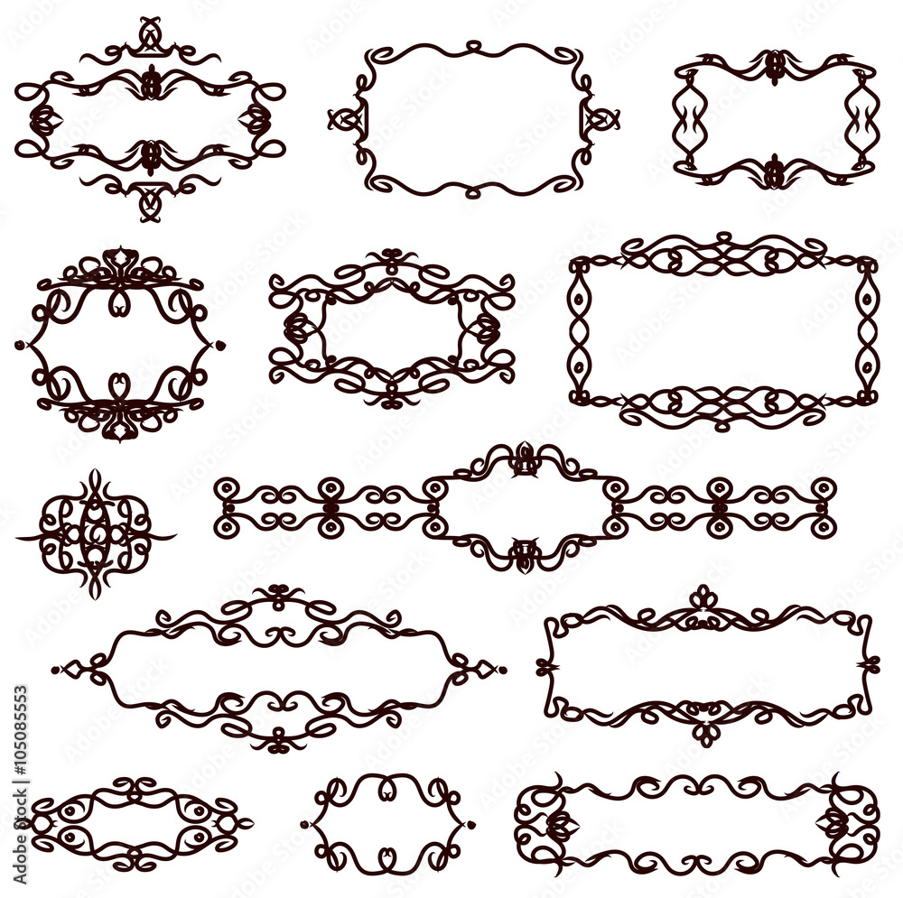 Fototapeta premium borders and monograms in vintage style