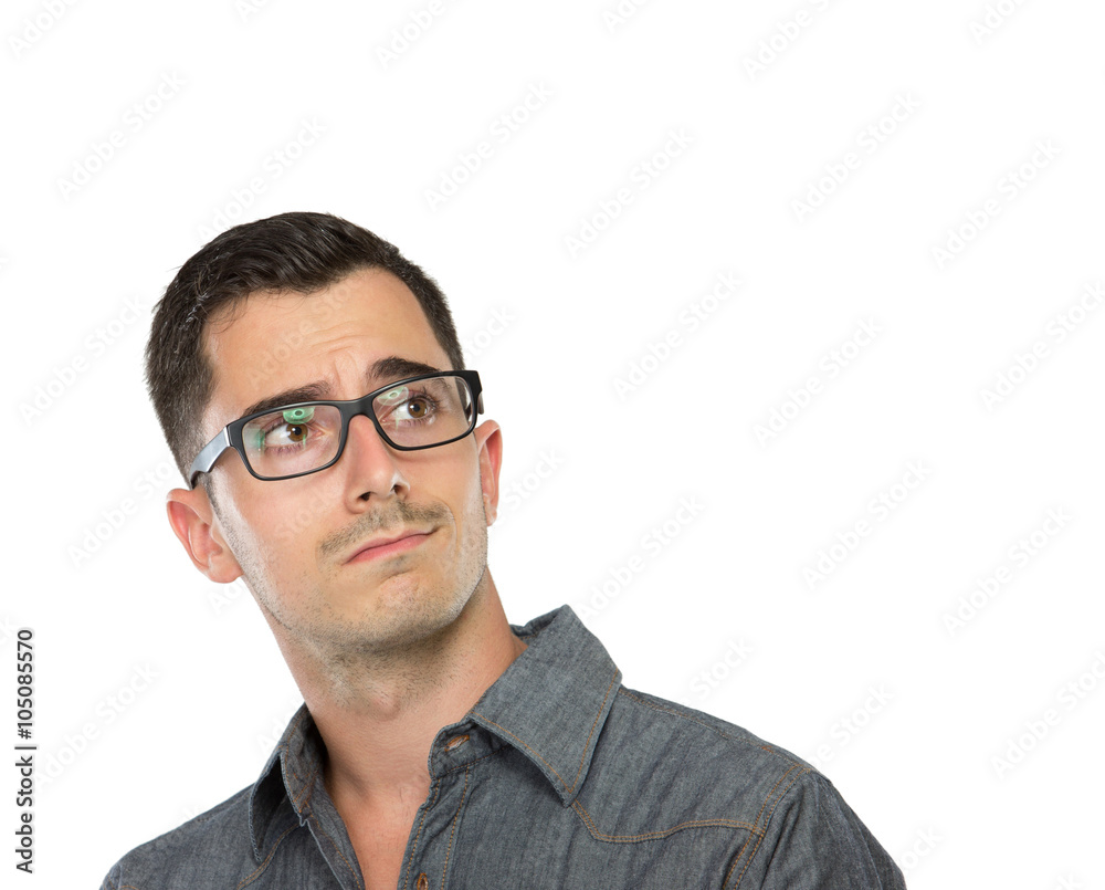 Youngman seriously thinking, isolated Youngman seriously thinking, isolated