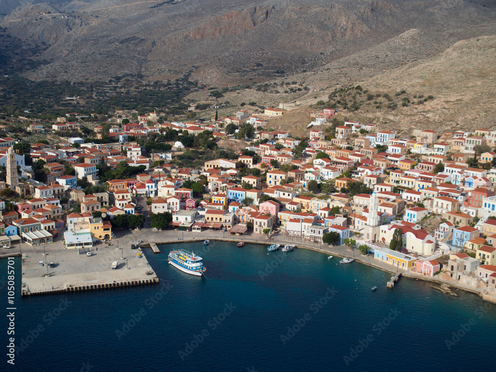 Port of Chalki island, Greece,aerial view