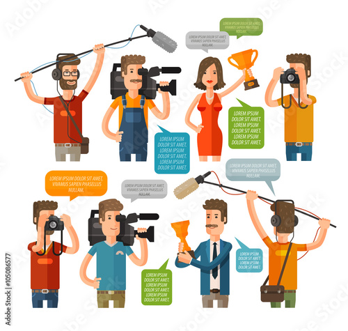 Journalism concept vector illustration in flat style. Hot news template. Mass media