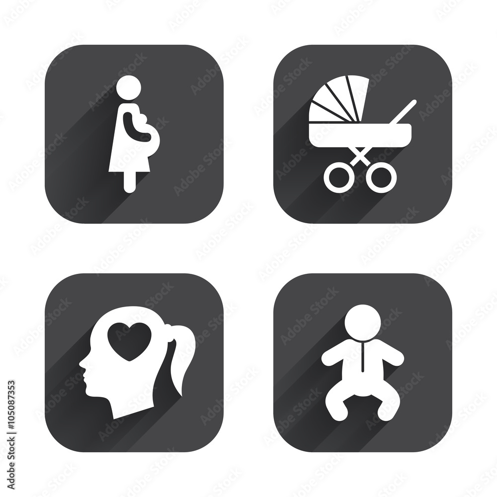 Maternity icons. Baby infant, pregnancy, buggy. Maternity icons. Baby infant, pregnancy, buggy.