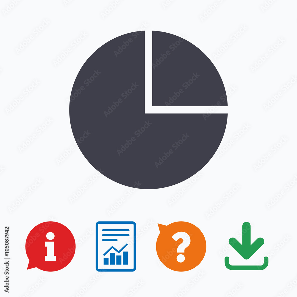Pie chart graph sign icon. Diagram button. Pie chart graph sign icon. Diagram button.