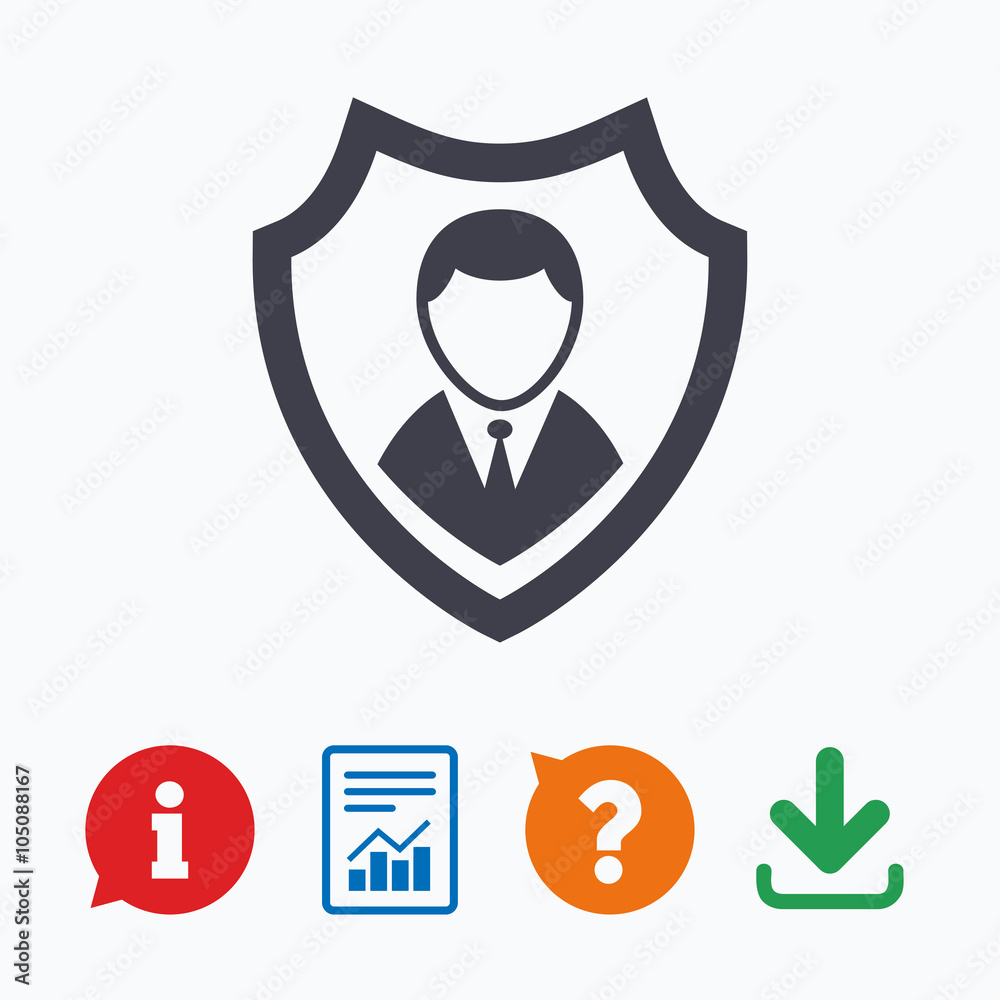 Security agency icon. Shield protection symbol. Security agency icon. Shield protection symbol.