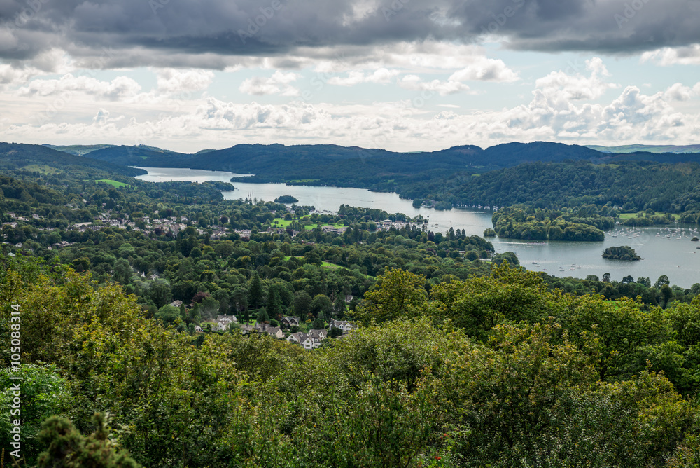  View of Windermere Lake from Orrest Head, Cumbria, UK