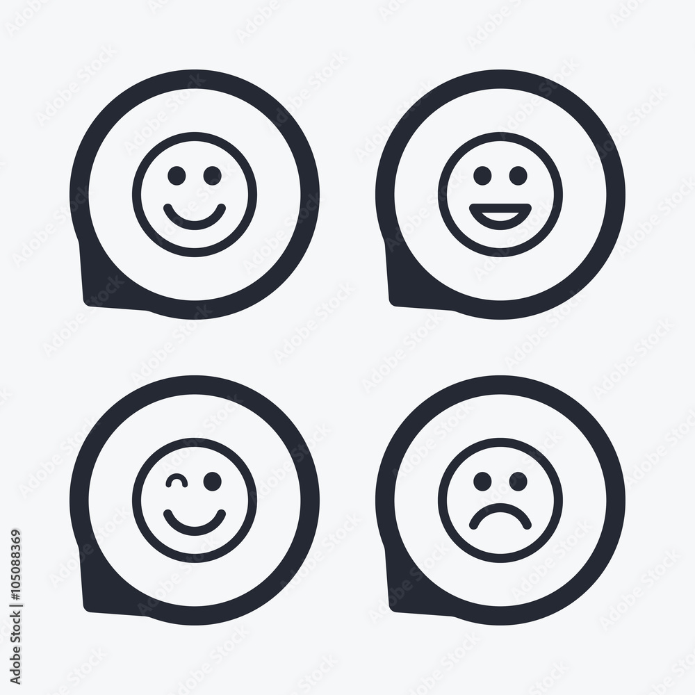 Smile icons. Happy, sad and wink faces. Smile icons. Happy, sad and wink faces.