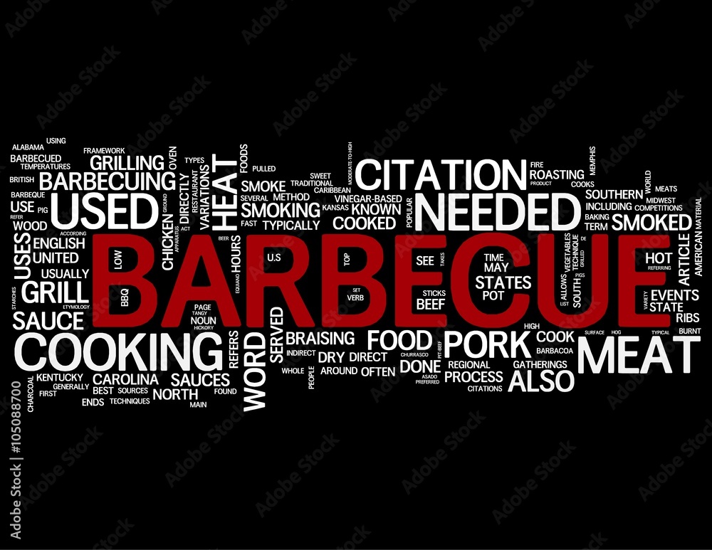 Barbecue word concepts isolated on black background Barbecue word concepts isolated on black background