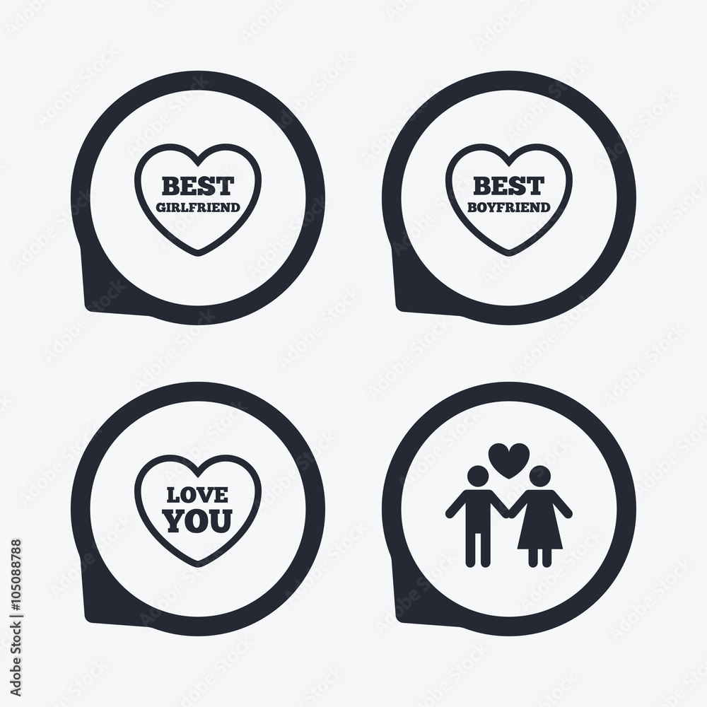 Valentine day love icons. Best girlfriend.