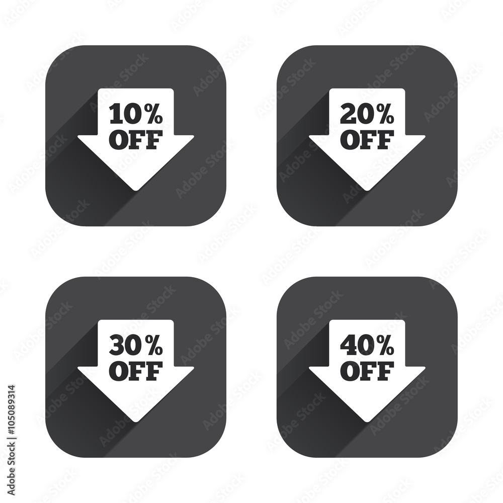 Sale arrow tag icons. Discount off symbols. Stock Vector | Adobe Stock