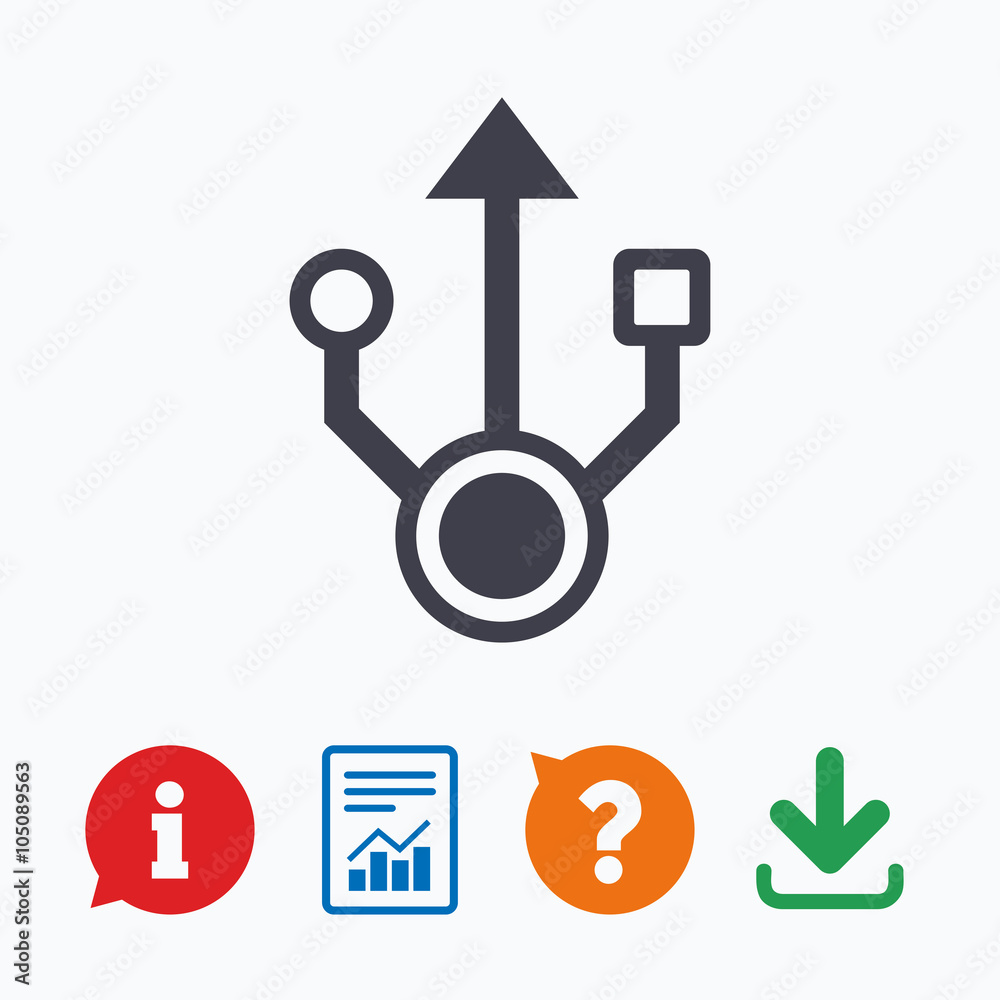 Usb sign icon. Usb flash drive symbol. Usb sign icon. Usb flash drive symbol.