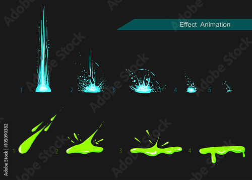 Vector effect. Effect for game. Explode effect animation. Cartoon explosion frames