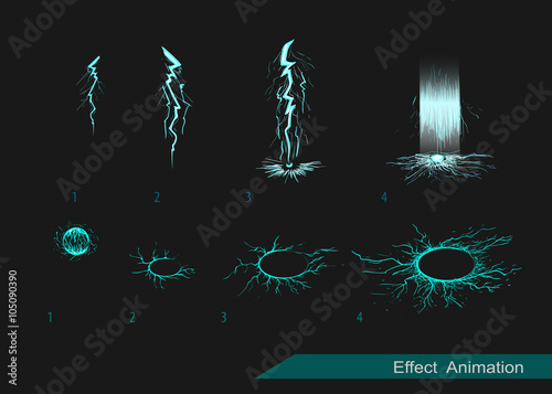 Vector effect. Effect for game. Explode effect animation. Cartoon explosion frames