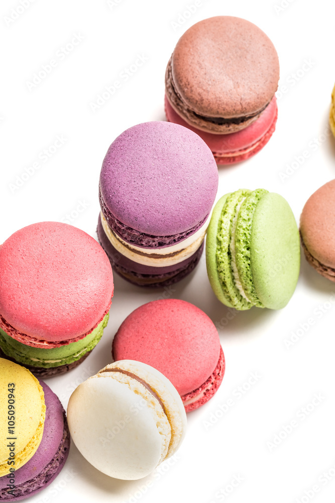 Fresh macaroons on white background Fresh macaroons on white background