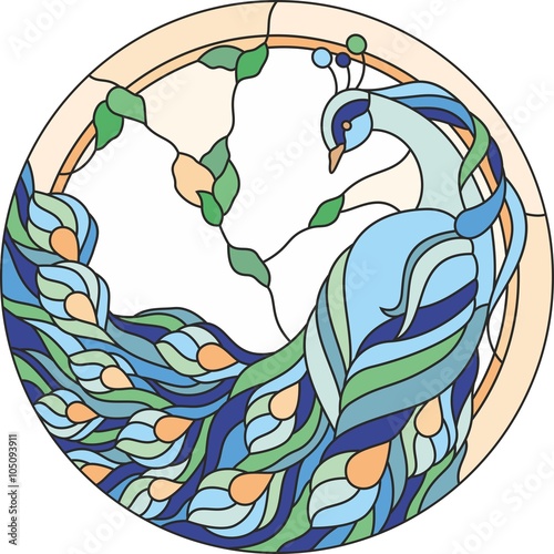 stained glass window peacock