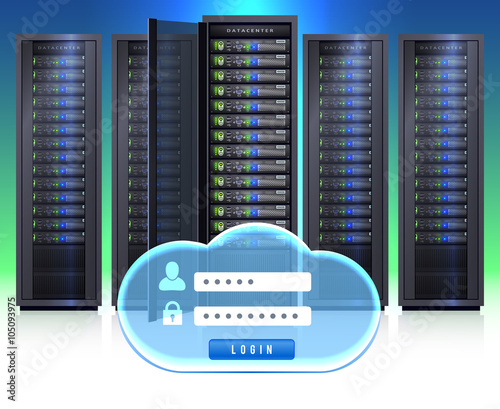Server Racks Realistic Login Icon