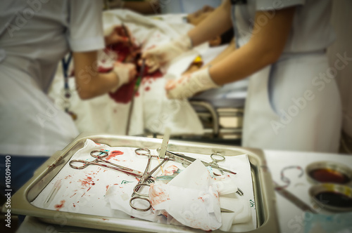 doctor is doing treatment blunt chest trauma patient by Intercos