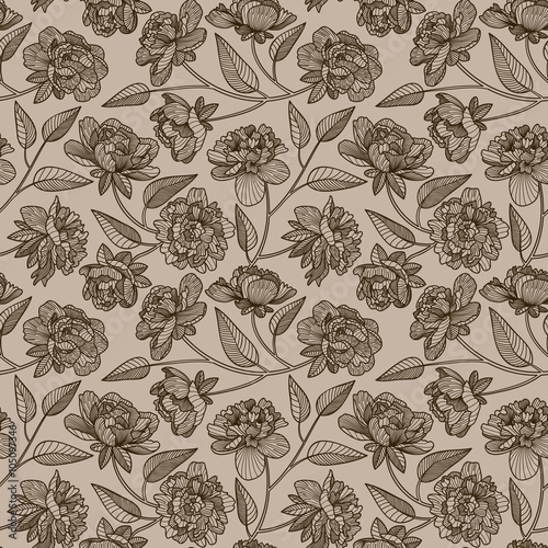 Seamless peony pattern