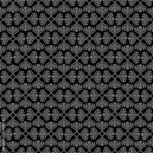 Grey retro seamless pattern on black background
