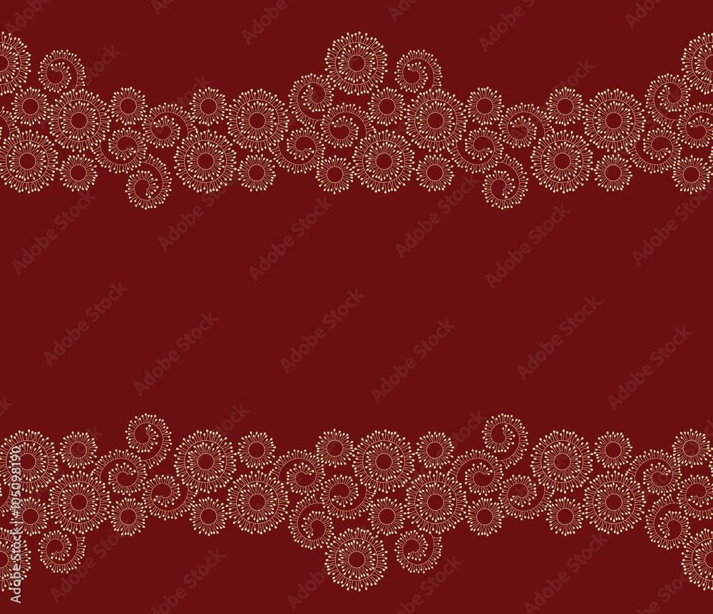 Seamless beige border on red background. Seamless beige border on red background.