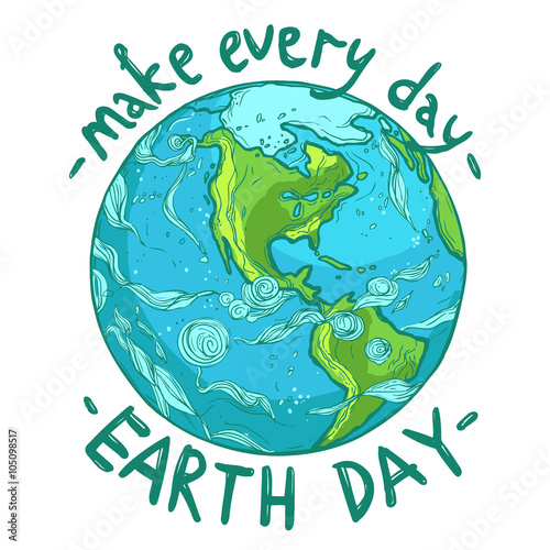 hand drawn ecological Earth Day poster