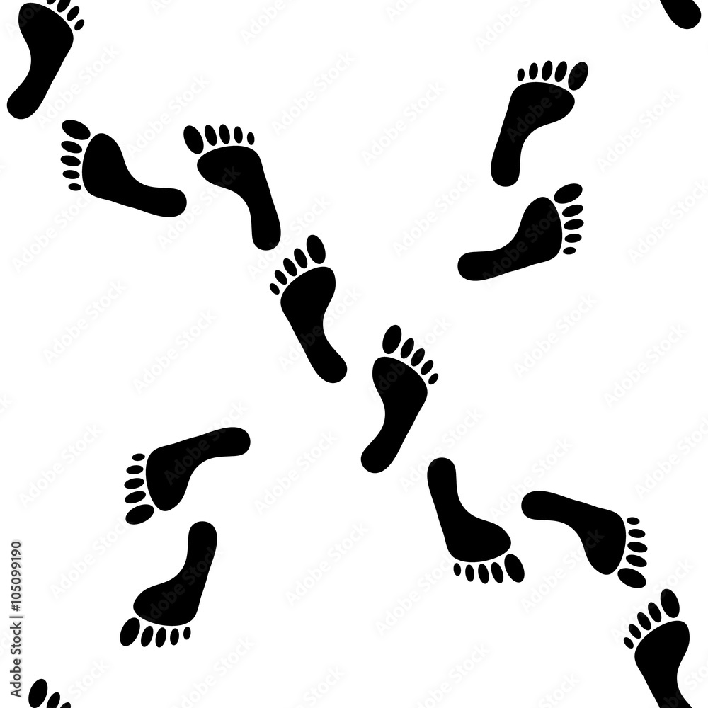 Vector seamless bare footprint pattern. Collection of bare foots. Design for frames, textile, fabric, invitation and greeting cards, booklets and brochures, website Vector seamless bare footprint pattern. Collection of bare foots. Design for frames, textile, fabric, invitation and greeting cards, booklets and brochures, website