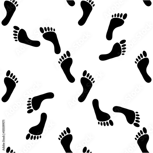 Vector seamless bare footprint pattern. Collection of randomize bare foots. Design for frames, textile, fabric, invitation and greeting cards, booklets and brochures, website