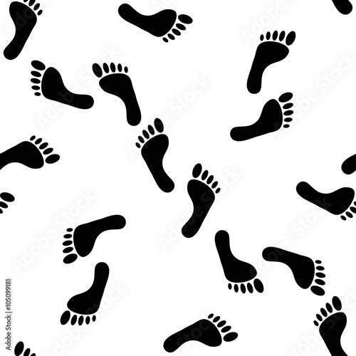 Vector seamless bare footprint pattern. Collection of randomize bare foots. Design for frames, textile, fabric, invitation and greeting cards, booklets and brochures, website