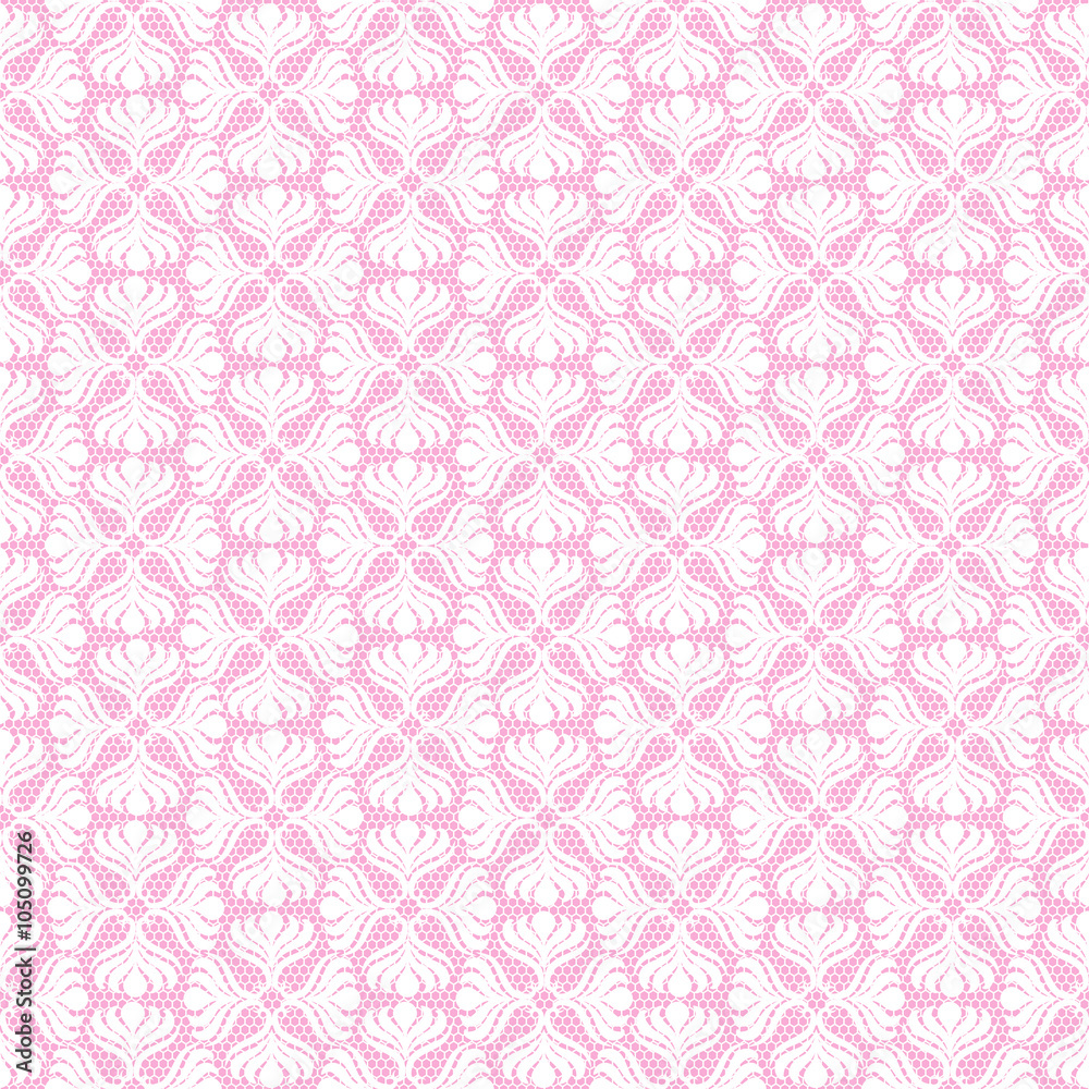 White retro seamless pattern on pink background