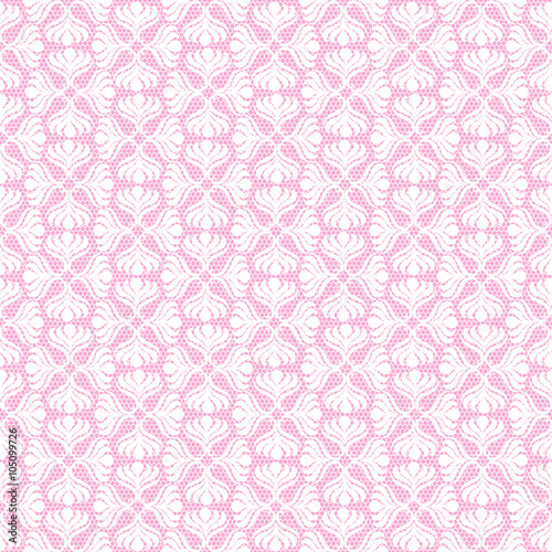 White retro seamless pattern on pink background