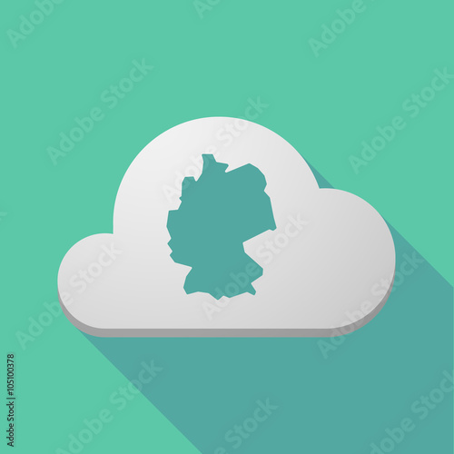Long shadow cloud icon with  a map of Germany