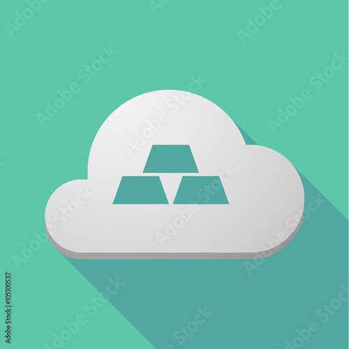 Long shadow cloud icon with three gold bullions