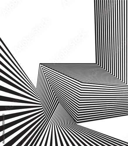 black and white mobious wave stripe optical abstract design