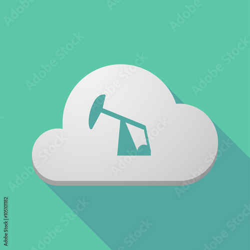 Long shadow cloud icon with a horsehead pump