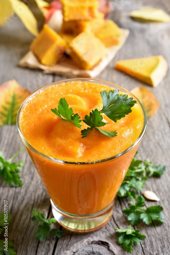 Pumpkin smoothie in glass