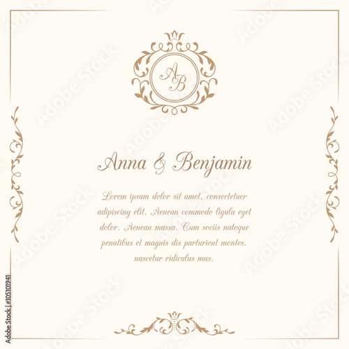 Wedding invitation with monogram